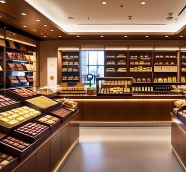various chocolates in a shop
