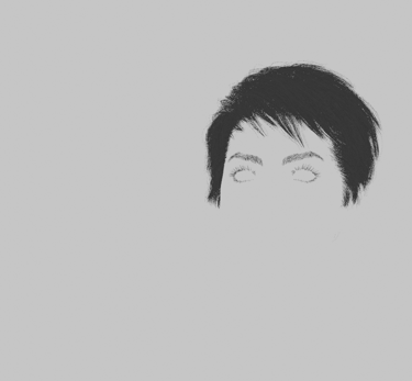 a person with a black hair and a white shirt