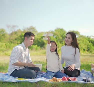 Family having picnic
