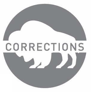 Gray and white bison silhouette logo featuring the text CORRECTIONS for institutional branding.