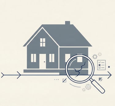 Ilustración sobre descubrir problemas importantes demasiado tarde al comprar vivienda