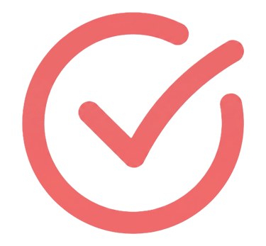 Red circle check mark icon representing success, validation, and completed tasks.