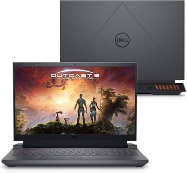 Notebook Dell G15 5530 com design robusto e teclado RGB 4 zonas.