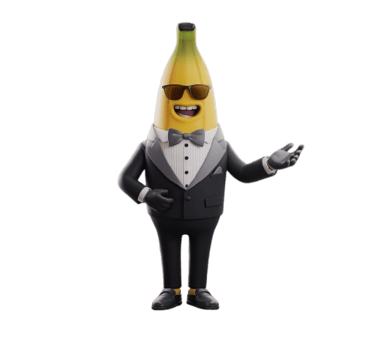 a banana banana suit with a bow tie and sunglasses