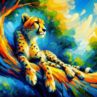 a cheetah on a tree