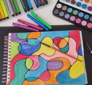 neurographic art in rainbow colors