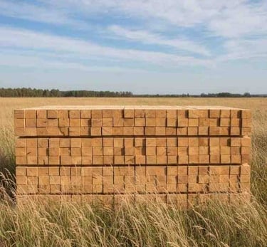 Eucalyptus pallet stringers in 75x75 mm and 80x80 mm sizes, supplied in 1200 mm and 2400 mm lengths for export pallets