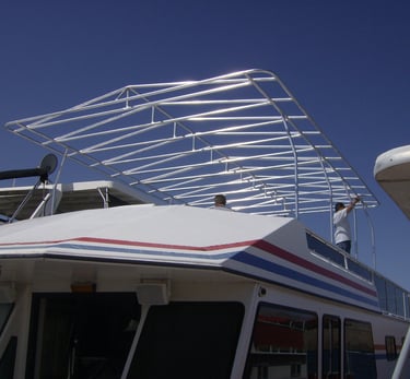 Installing Houseboat Party Top.