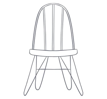 a rigid chair with wire looped legs and straight back