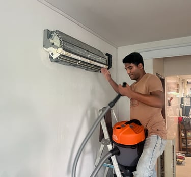 Professional ceiling cassette and wall-mounted aircon servicing completed in March.