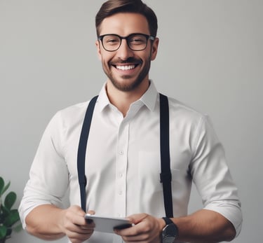 A professional notary meeting a client at their home with documents ready.