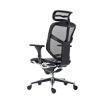 a black and white office chair with a black and white chair