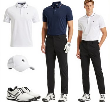 A stylish golf cap and gloves laid out on fresh green grass under sunlight.