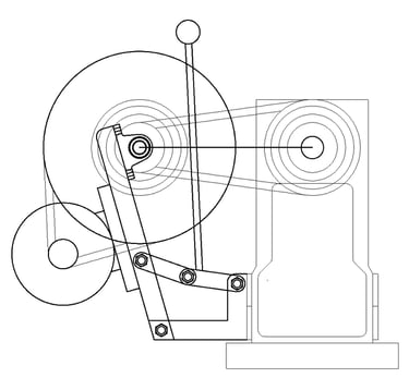 Drawing of the motor and mount showing the drive to the spindle