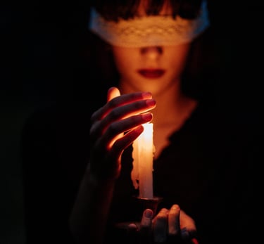 a woman in a blindfolded blindfolded blindfolded blindfolded