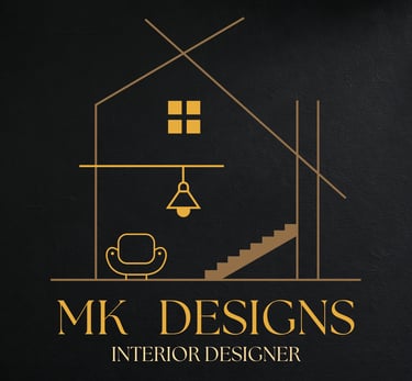 a black and gold logo for mkk designs