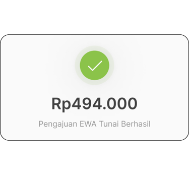 Tampilan aplikasi Flexpay ketika penarikan gaji berhasil