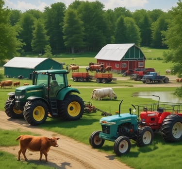 A gentle mother cow with her calf resting peacefully in a sunlit Illinois meadow.