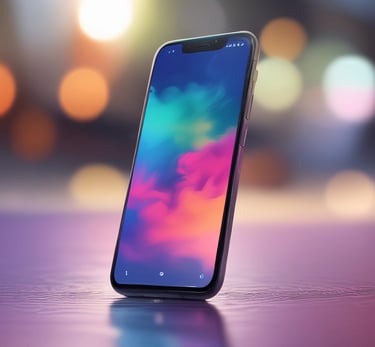 black smartphone on white table