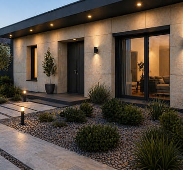 Bardage panneaux effet marbre – façade moderne haut de gamme
