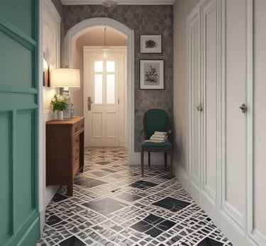 A stylish wet room with glass partitions and elegant tile work creating a spa-like feel.