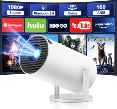 Quilted Northern Mini Proyector 4K 1080P Mini Proyector con WiFi y Bluetooth 5.0