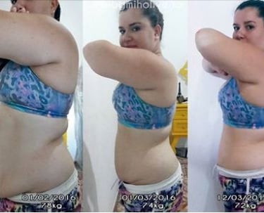 Foto mostrando antes e depois de emagrecimento com treino de força e alimentação balanceada.