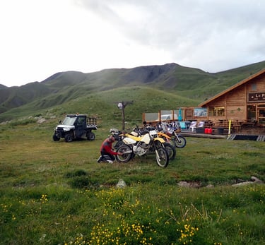 a motorcycle parked in front of a house