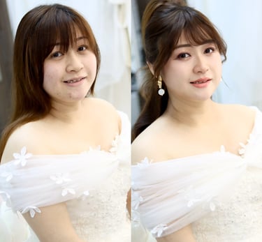 香港婚禮新娘化妝師新娘造型妝前妝後對比