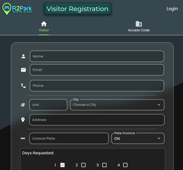 On-line Public Visitor Parking Registry