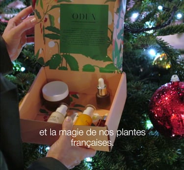 a person holding a box with a box of cosmetics