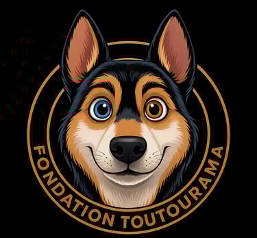 a dog with a dog in a circle with the words foundation for the foundation of