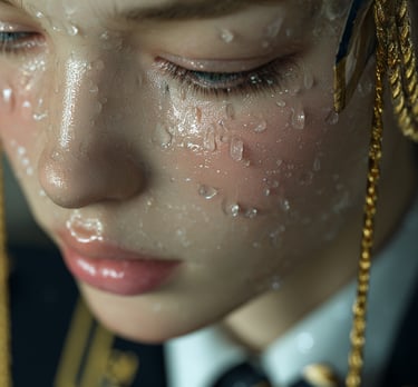 a woman in uniform with a gold chain and a gold chain