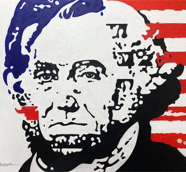 Left Eye Lincoln - Stare at eye on the left to see Lincoln, stare at eye on right to see Washington 