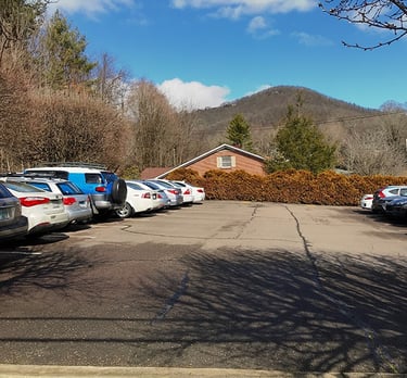 Image of the center of the Cherry Drive parking lot