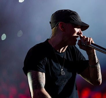 Eminem performing live at a concert in Mumbai 2025