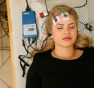 Menina dormindo fazendo o exame BERA / PEATE
