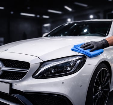 Nettoyage premium automobile intérieur et extérieur avec lavage soigné de la carrosserie.