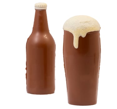 Chocolade bier fles en glas
