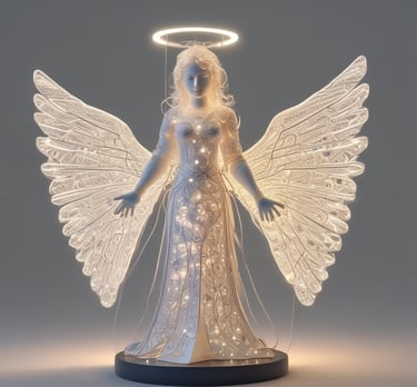 Three-dimensional LED angel figure with soft white light