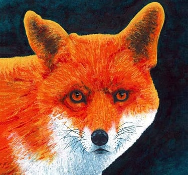 Acrylic painting of a red fox portrait