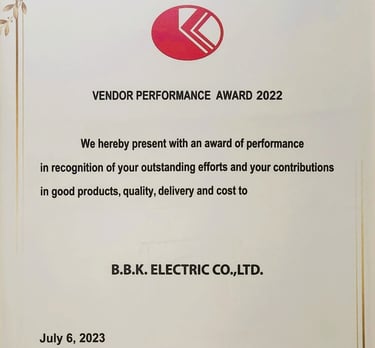 Performance winning award year 2022 for BBK Electric