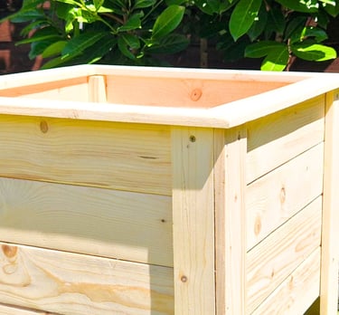  SQUARE ASTON PLANTER FLOWER POTWOODEN OUTDOOR PLANTER GARDEN SOLID WOOD HANDMADE UK LONDON RUSTIC RECLAIMED THROUGH MODERN 