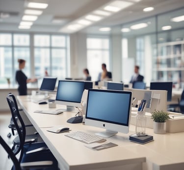 A multi-story modern building with prominent signage, including 'CentreAL Digital World' and various electronic brands such as HP and Samsung. Cars and motorcycles are parked in front, and there's a small garden with plants. The building features large glass windows and a distinctive metal roof design.