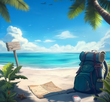 illustration paysage plage tropical