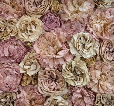 a close up of a flower wall preserved wedding bouquet