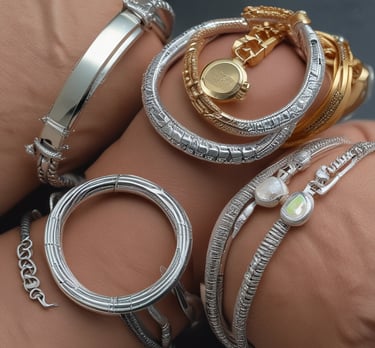 A stunning display of silver and gold-plated jewelry from Maison Alys.