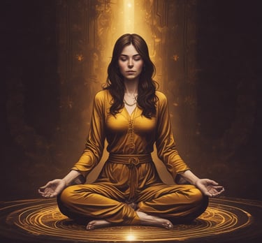 una mujer meditando en meditacion en paz y valor