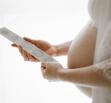 Studio maternity close-up showing baby bump & IVF photos – maternity photography Adelaide