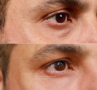 Antes e depois preenchimento de olheiras na VIVA Clínica Integrada Estética Avançada